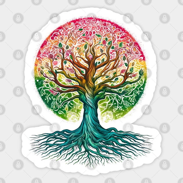 Tree of Life Earth Day Tshirt – Vibrant Nature Connection Top Sticker by Klimek Prints